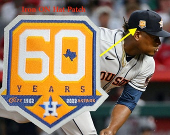Houston Astros 60th Hat Patch 60 Year Anniversary space city Colts Astros 2022 - Iron On Patch