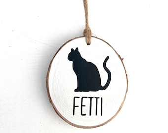 Cat Ornament | Custom Cat Ornament | Personalized Wood Slice Cat Ornament | Pet Ornament | Christmas Ornament |