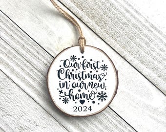 First Home Ornament 2026 – Personalized Wood Slice New Home Christmas Ornament | Rustic Housewarming Keepsake | Holiday Gift
