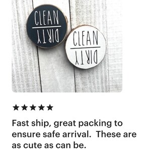Clean Dirty Dishwasher Magnet – Rustic Wood Slice | Rae Dunn Inspired Kitchen Decor | Reversible Dirty Clean Sign | Farmhouse Magnet image 2