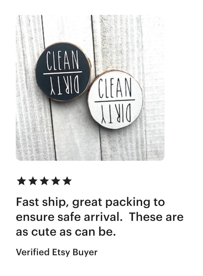 Clean Dirty Dishwasher Magnet – Rustic Wood Slice | Rae Dunn Inspired Kitchen Decor | Reversible Dirty Clean Sign | Farmhouse Magnet image 2