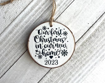 First Home Ornament, Wood Slice Home Ornament, New Home Ornament, Christmas 2023