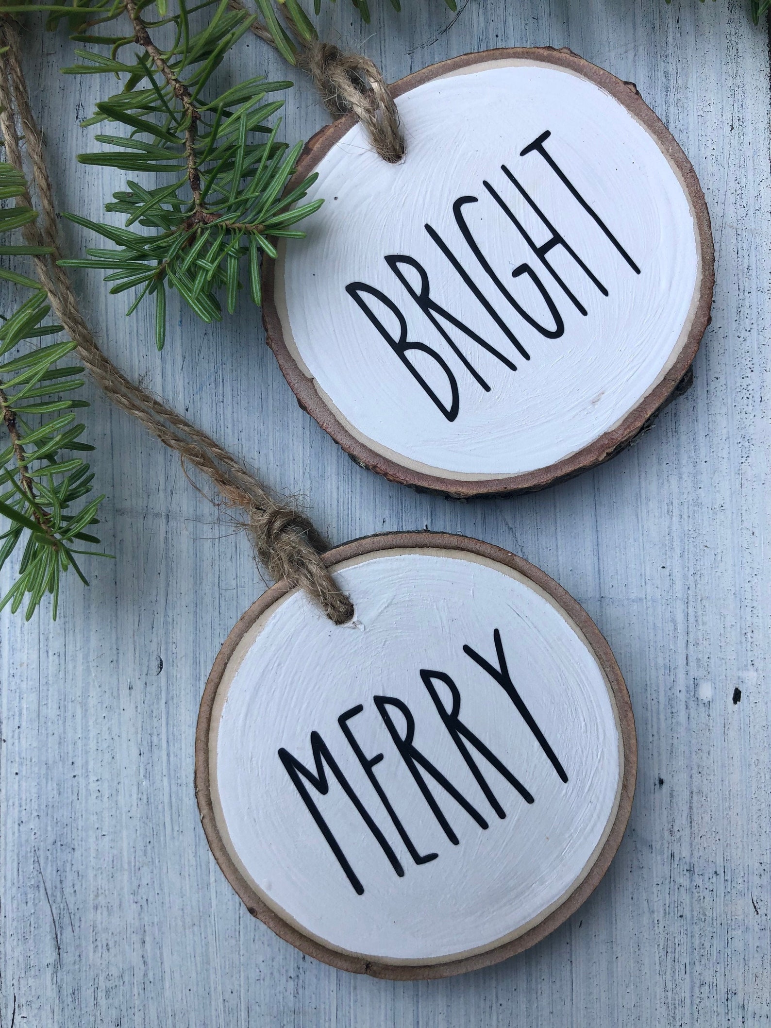 Rae Dunn Christmas Ornament Wood Slice Ornament Rae Dunn Etsy