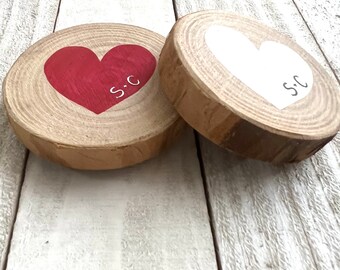 Heart magnet, Valentine’s Day Custom Mini Magnet, Wood Slice Magnet, Fridge Decor