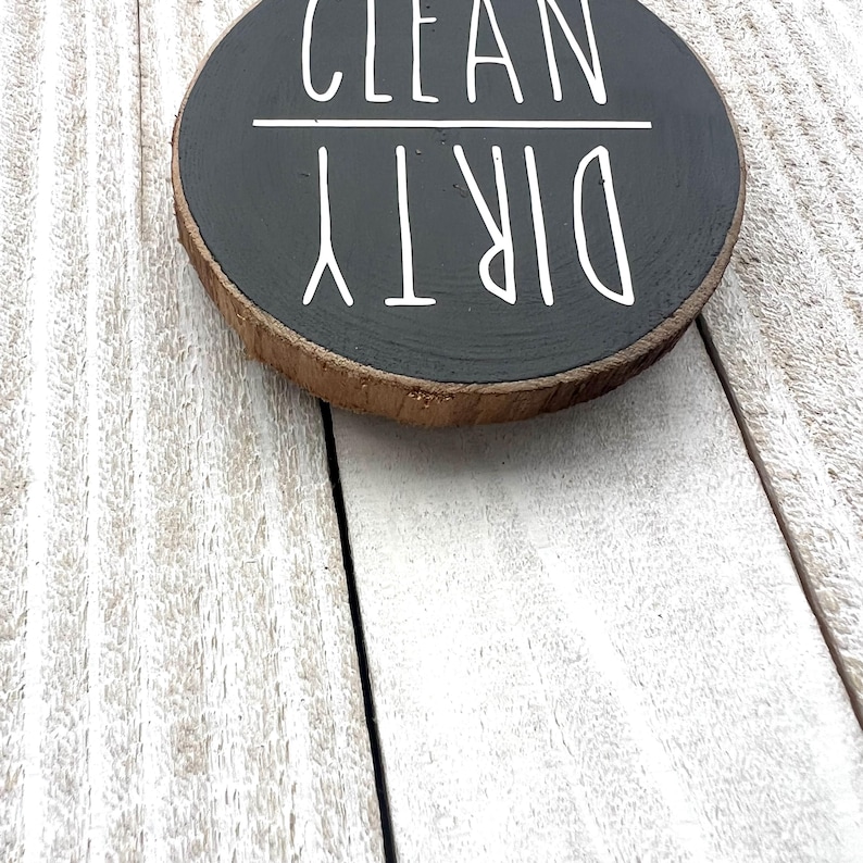 Clean Dirty Dishwasher Magnet – Rustic Wood Slice | Rae Dunn Inspired Kitchen Decor | Reversible Dirty Clean Sign | Farmhouse Magnet image 13