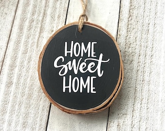 Home Sweet Home Ornament – Wood Slice Home Ornament | Rustic Personalized Housewarming Christmas Decor | Cozy Holiday Keepsake