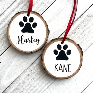 Pet Ornament, Custom Pet Ornament, Wood Slice Christmas Ornament, Personalized Dog Ornament