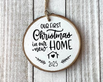 First Home Ornament 2026 – Personalized Wood Slice New Home Christmas Ornament | Rustic Holiday Housewarming Gift | Custom Keepsake