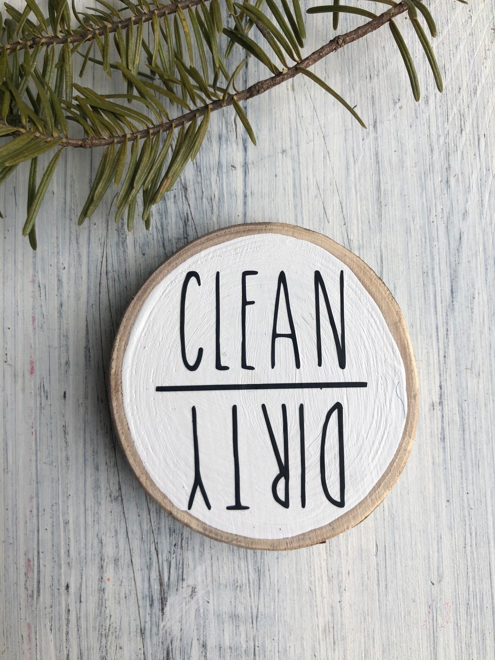 Dirty Clean Wood Slice Clean Dirty Rae Dunn Etsy
