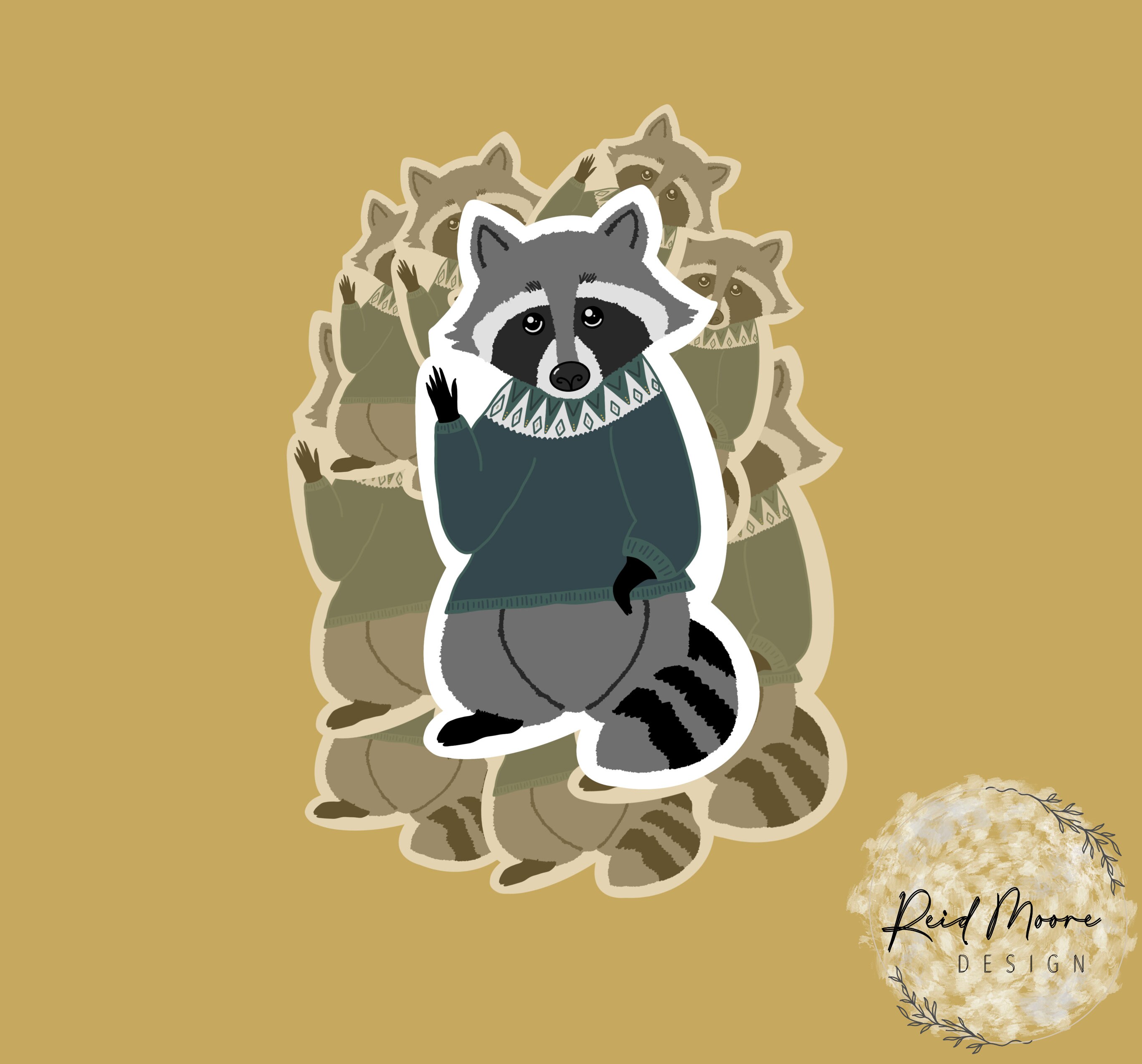 Cute Raccoon Vinyl Sticker Vinyl Sticker Raccoon Laptop | Etsy