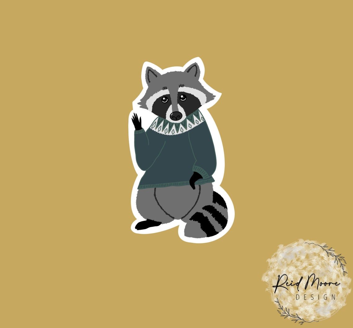Cute Raccoon Vinyl Sticker Vinyl Sticker Raccoon Laptop | Etsy