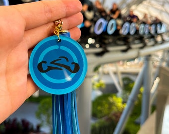 Light Cycle Tron-Inspired Hand-Painted Acrylic Keychain, Bag Acrylic Charm with Tassel
