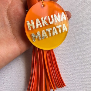 Hakuna Matata Keyring Acrylic Hand Painted Back Keychain | Lion King Keychain Gifts | Small Gifts