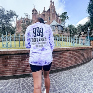 Welcome Foolish Mortals Haunted Mansion Tie Dye Shirt Fleece, Happy Haunts 999 WDW Inspired Long Sleeve, Adult and Youth Sizes
