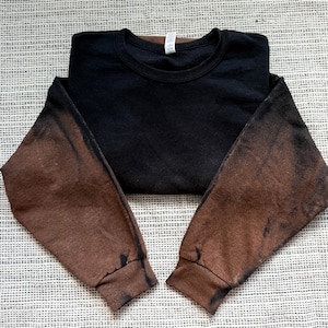 Black Reverse Ombre Tie Dye Bleached Sweatshirt, Bleached Sweatshirt, Neutral Tie Dye Crewneck, Sizes from S to 5XL