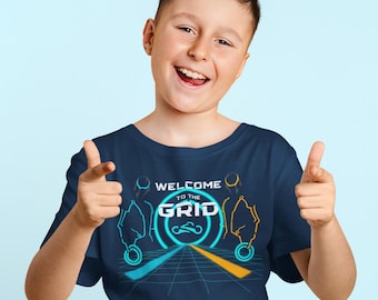 Tron Lightcycle Run Ride Youth T-shirt, Welcome to the Grid WDW Inspired Kids Shirt