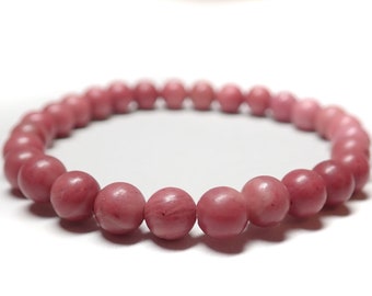 Natural Rhodonite beads bracelet, 6.5mm Bead bracelet, gift for her
