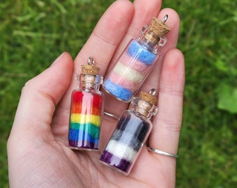Pride keychains | pride bottle keychains | wool felt pride bottles | wool felt bottles | pride