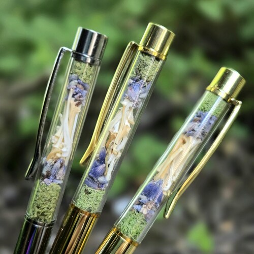 Ethical bone, moss, and lavender pens