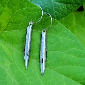 Calligraphy nib earrings | Calligraphy earrings | recycled earrings | upcycled earrings | earrings for writers | earrings for artists