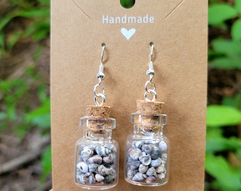 Tiny seashell bottle earrings
