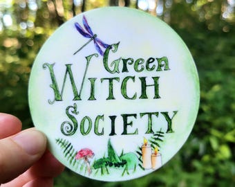 Green witch society vinyl sticker