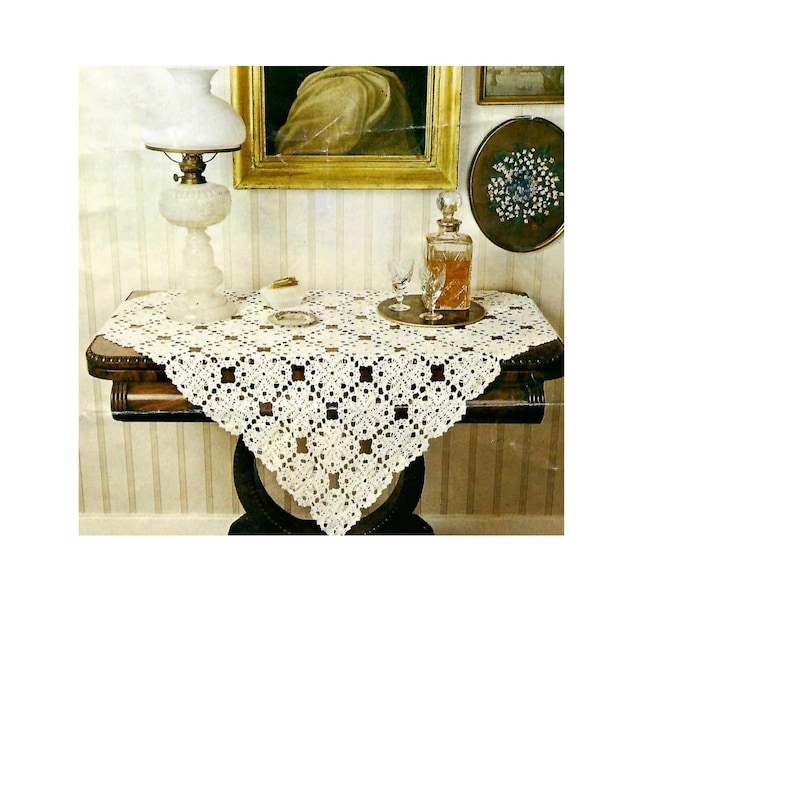 Motif Instant Pdf Digital Download Table cloth for the home VINTAGE CROCHET PATTERN Cotton Thread Gift to make Rectangle Table cloth