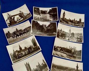 Lot of 10 UNUSED  Vintage Postcards London England Scenes   1930's Souvenir Weddings Crafts Mail Photograph Black White