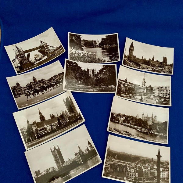 Lot of 10 UNUSED  Vintage Postcards London England Scenes   1930's Souvenir Weddings Crafts Mail Photograph Black White