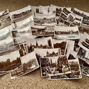 49 cartes postales vintage inutilisées, Londres, Angleterre, vraies photographies, années 30, RARE