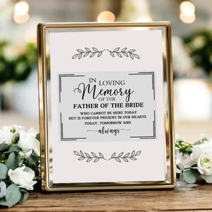 Cartello commemorativo per il padre/madre della sposa per matrimonio, cartello riservato per matrimonio, cartello riservato personalizzato in amorevole ricordo di