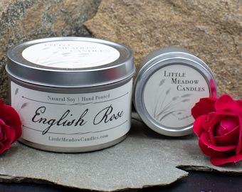 English Rose Soy Candle, Eco friendly, Made in the US, Vegan Candle