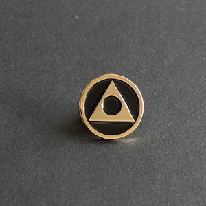 Discrete A.A. Triangle Gold Plated Enamel Lapel Pin