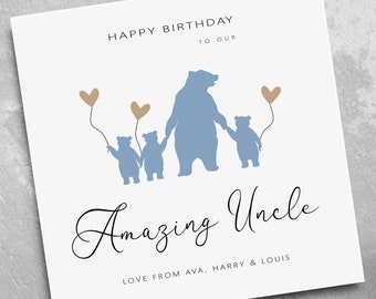 Uncle Bear Birthday Card - Uncle Birthday Card - Birthday Card for Uncle - Card for Him - Uncle Card - Beasr Birthday Card - Card for Uncle