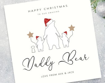 Daddy Bear Christmas Card - Dad Christmas Card - Daddy Christmas Card - Christmas Card for Dad - Christmas Card for Daddy - Card for Him