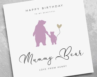 Mummy Birthday Card - Mummy Bear Card - Mum Birthday Card - Mama Birthday Card - Card for Her - Birthday Card for Her - Mother’s Day Card