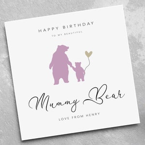 Mummy Birthday Card - Mummy Bear Card - Mum Birthday Card - Mama Birthday Card - Card for Her - Birthday Card for Her - Mother’s Day Card