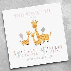 Personalised Mothers Day Card - Giraffe Mothers Day Card - Mothers Day Card - Card for Mummy - Mummy Mothers Day Card - Card for Mum