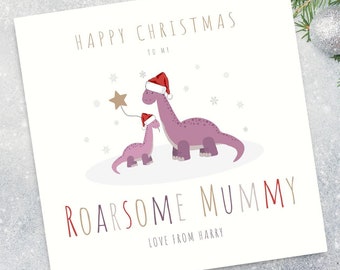 Personalised Mummy Christmas Card - Dinosaur Christmas Card - Christmas Card for Mummy - Card for Mummy - Card for Mum - Card for Her