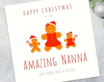 Personalised Nanna Christmas Card - Gingerbread Christmas Card - Christmas Card for Nanna - Card for Nanna - Xmas Card for Nanna - Xmas Card