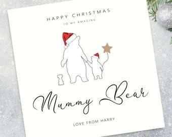 Mummy Bear Christmas Card - Mum Christmas Card - Mummy Christmas Card - Christmas Card for Mum - Christmas Card for Mummy - Card for Her