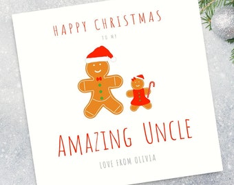 Personalised Uncle Christmas Card - Gingerbread Christmas Card - Christmas Card for Uncle - Card for Uncle - Xmas Card for Uncle - Xmas Card