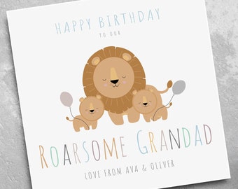 Personalised Grandad Birthday Card - Lion Birthday Card - Birthday Card for Grandad - Card for Grandad - Card for Grandpa - Card for Him