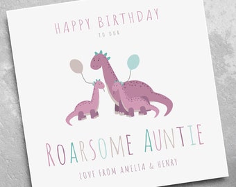Personalised Auntie Birthday Card - Dinosaur Birthday Card - Birthday Card for Auntie - Card for Auntie - Card for Aunt - Card for Her