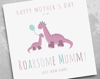 Personalised Mummy Mothers Day Card - Dinosaur Mothers Day Card - Mothers Day Card for Mummy - Card for Mummy - Card for Mum - Card for Her