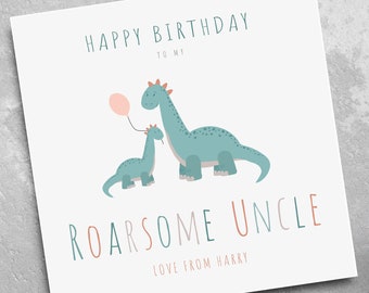 Personalised Uncle Birthday Card - Dinosaur Birthday Card - Birthday Card for Uncle - Card for Uncle - Uncle Card - Card for Him