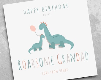 Personalised Grandad Birthday Card - Dinosaur Birthday Card - Birthday Card for Grandad - Card for Grandad - Card for Dad - Card for Him