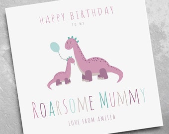 Personalised Mummy Birthday Card - Dinosaur Birthday Card - Birthday Card for Mummy - Card for Mummy - Card for Mum - Card for Her