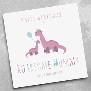 Personalised Mummy Birthday Card Dinosaur Birthday Card Birthday Card for Mummy Card for Mummy Card for Mum Card for Her image 1