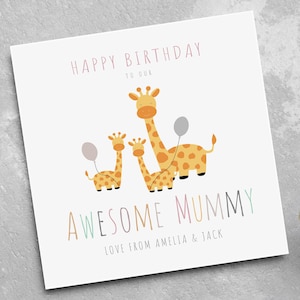 Personalised Mummy Birthday Card - Giraffe Birthday Card - Birthday Card for Mummy - Card for Mummy - Card for Mum - Card for Her